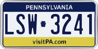 PA license plate LSW3241