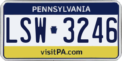 PA license plate LSW3246