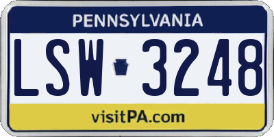 PA license plate LSW3248