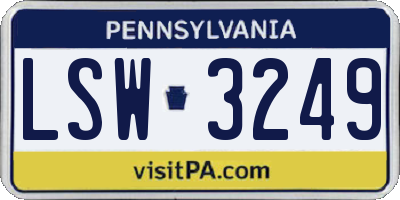 PA license plate LSW3249