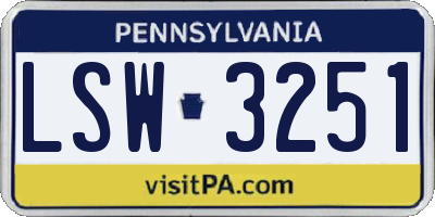 PA license plate LSW3251