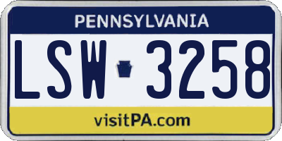 PA license plate LSW3258