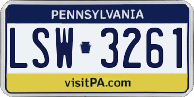 PA license plate LSW3261