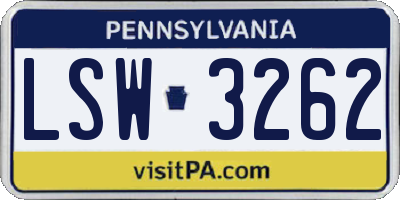PA license plate LSW3262