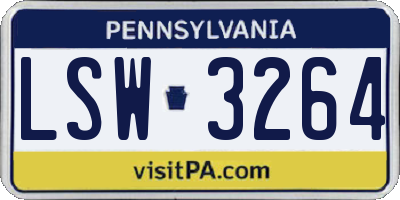 PA license plate LSW3264