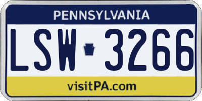 PA license plate LSW3266