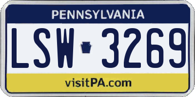 PA license plate LSW3269
