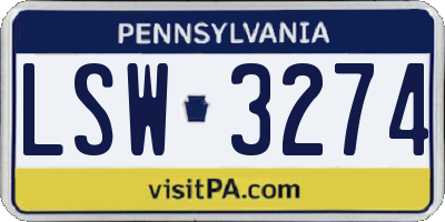 PA license plate LSW3274