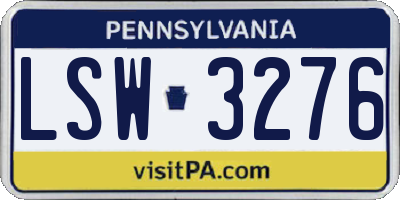 PA license plate LSW3276