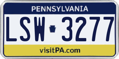 PA license plate LSW3277