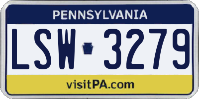 PA license plate LSW3279