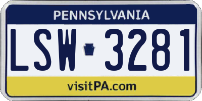 PA license plate LSW3281
