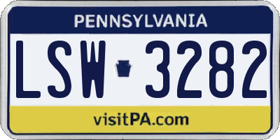 PA license plate LSW3282