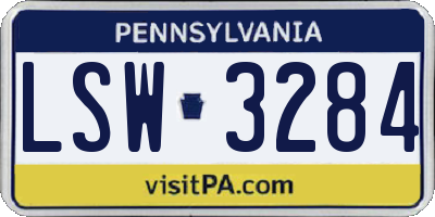 PA license plate LSW3284