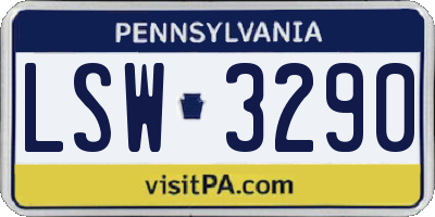 PA license plate LSW3290