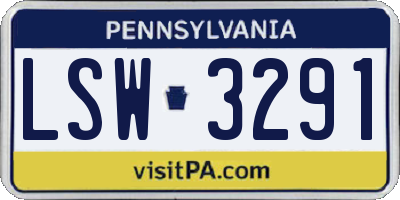 PA license plate LSW3291