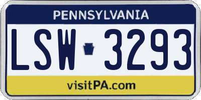 PA license plate LSW3293