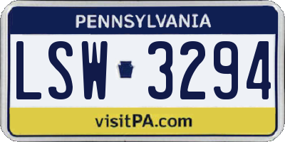 PA license plate LSW3294