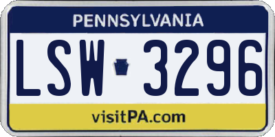 PA license plate LSW3296