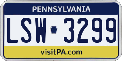 PA license plate LSW3299