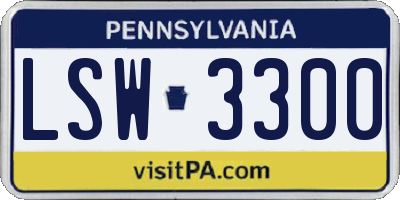 PA license plate LSW3300