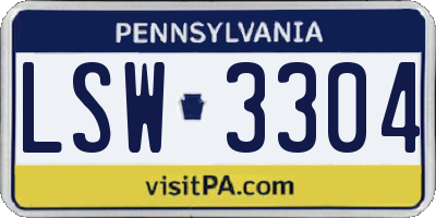 PA license plate LSW3304
