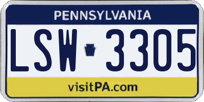 PA license plate LSW3305