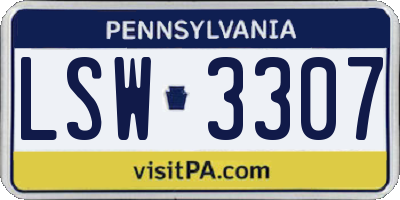 PA license plate LSW3307
