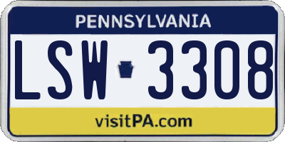 PA license plate LSW3308