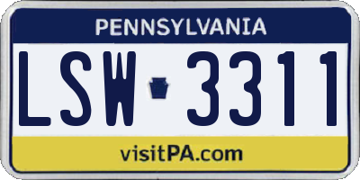 PA license plate LSW3311