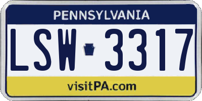 PA license plate LSW3317