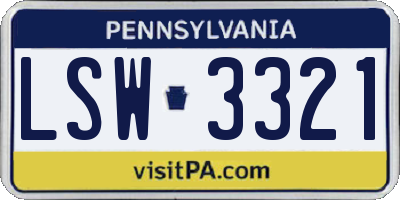 PA license plate LSW3321