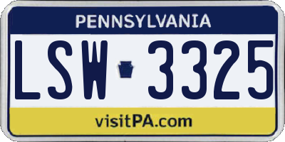 PA license plate LSW3325