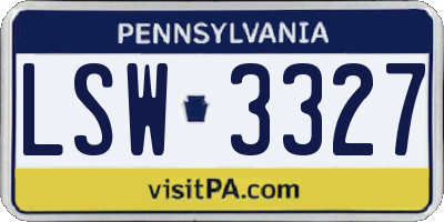 PA license plate LSW3327