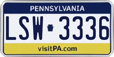 PA license plate LSW3336