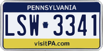 PA license plate LSW3341