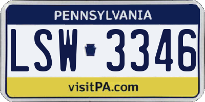 PA license plate LSW3346