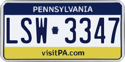 PA license plate LSW3347