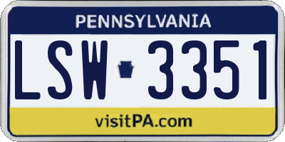PA license plate LSW3351