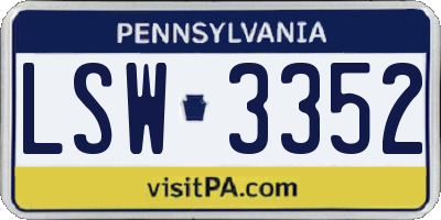 PA license plate LSW3352