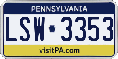 PA license plate LSW3353