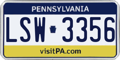 PA license plate LSW3356