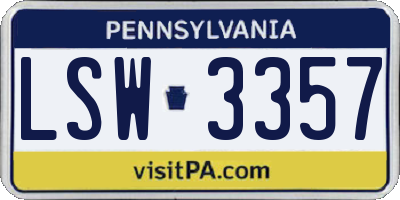 PA license plate LSW3357