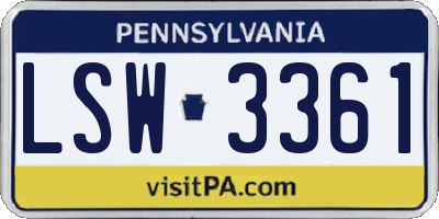 PA license plate LSW3361