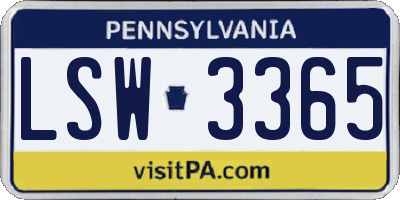 PA license plate LSW3365