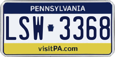 PA license plate LSW3368
