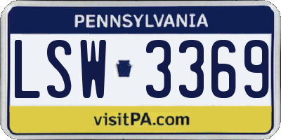 PA license plate LSW3369