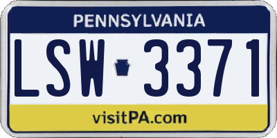 PA license plate LSW3371