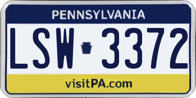 PA license plate LSW3372