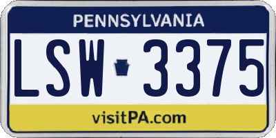 PA license plate LSW3375